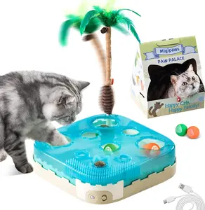 7-In-1 Automatic Interactive Cat Toy Pack - Rolling Ball, Feather Wand, Catnip Ball, Self Groomer, Cardboard Cat House, and More (Rechargeable)