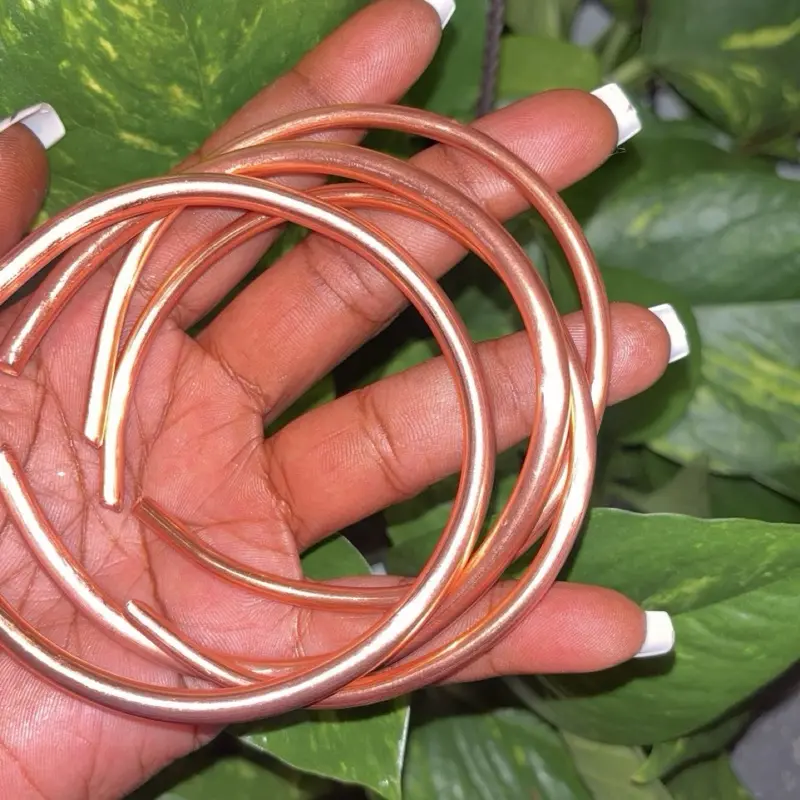 4-Piece Pure Copper Anklet Set - 4 Gauge, 6 Gauge  Bangle set