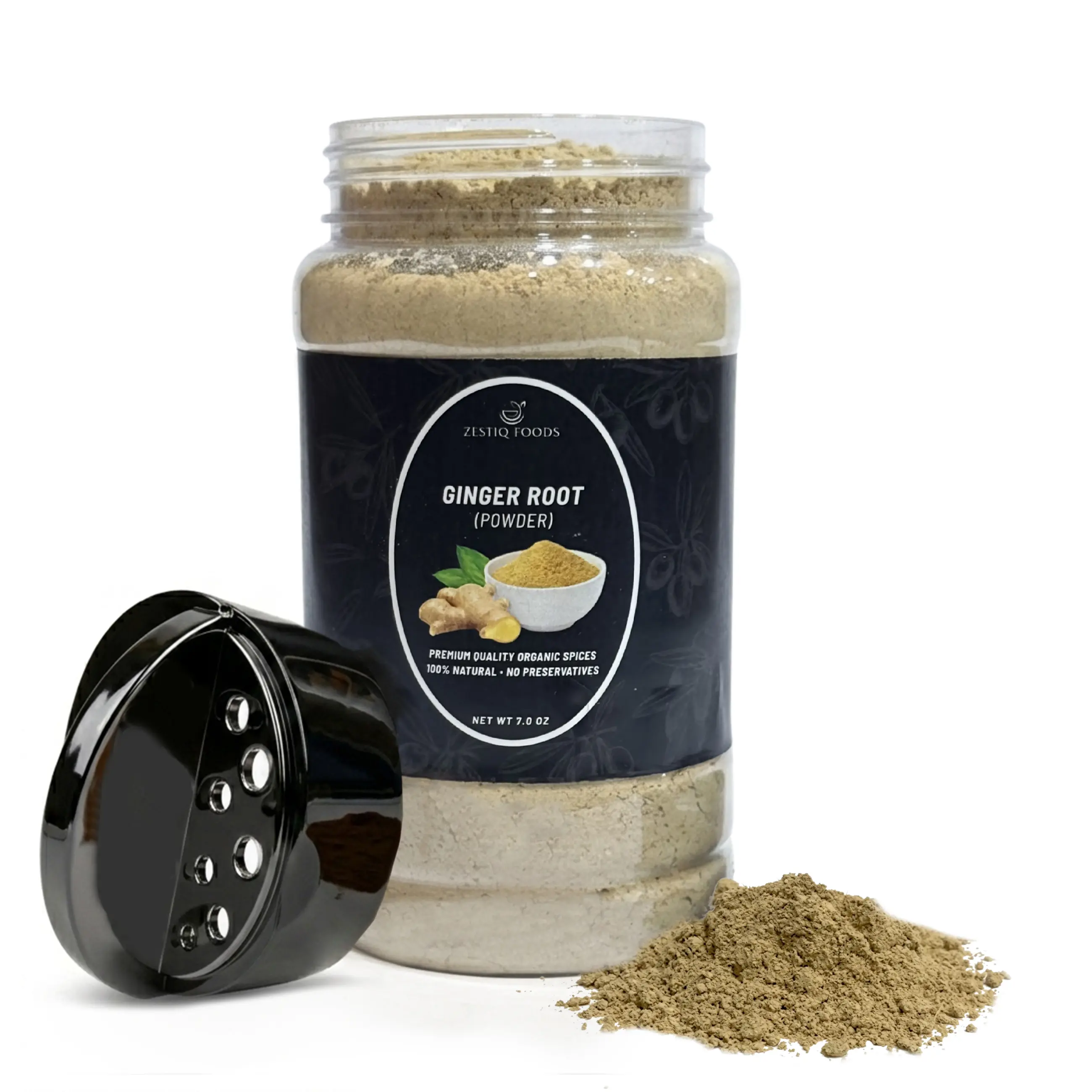 Zestiq Foods Certified Organic Ginger Powder, 9 oz Shaker Jar – Finely Ground Ginger for Cooking, Baking & Seasoning