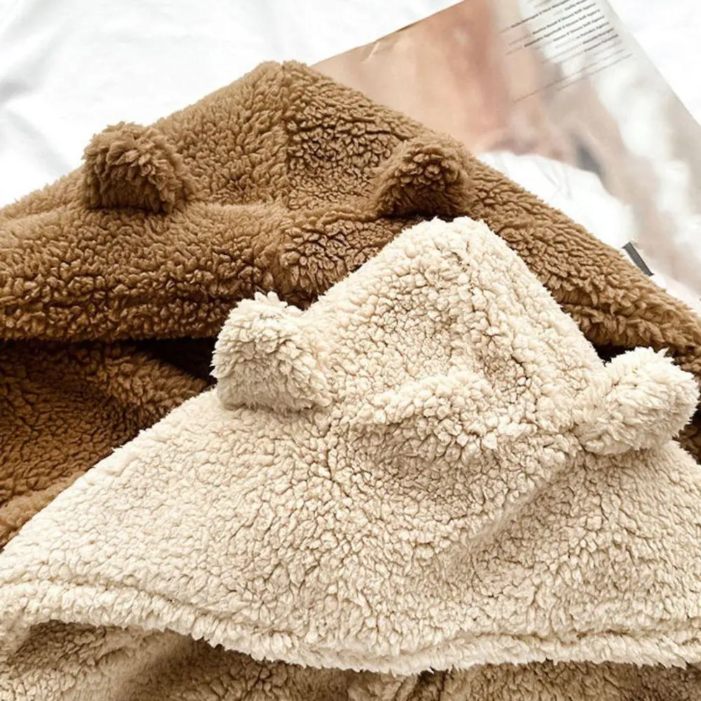Sweet 3 in 1 Bear Ear Beanie Earmuffs Ear Protection Scarf Hat Gloves Warm Thickened Fleece Scarves Hat Girl