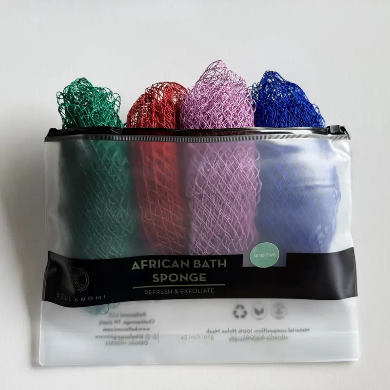 4 Pack African Exfoliating Net Sponge Bundle, Best Value Soft texture for Sensitive Skin,  bath sponge