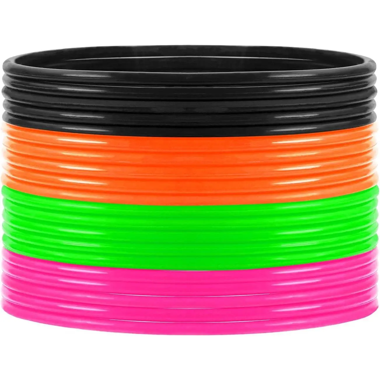 Unisex Sturdy Silicone Jelly Hair Tie Bracelets (20Pcs, 6.3 cm Diameter) - Retro Solid Neon 80s Style, Retro Look, Elasticity, Costume Wrist Bands for Party Favors, Unisex Fit, 2 Mm Thickness, Wedding, Birthday