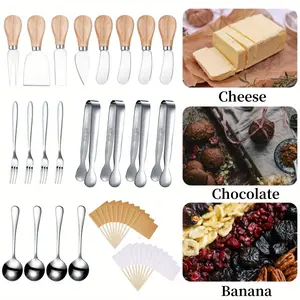 20 Pieces Charcuterie Board Accessories Spreader Knife Set,Cheese Butter Spreader Knife Charcuterie Utensils with Wooden Handles Mini Serving Tongs Spoons Forks for Party Wedding Birthday