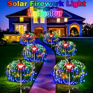smart solar Firework LED Lawn Lights - Multicolour Outdoor Fairy String Lights for Home, Garden, Wedding & Holiday Decor, smart solar-Powered Copper Wire Lights with Vibrant Red, Green, Blue & Yellow LEDs