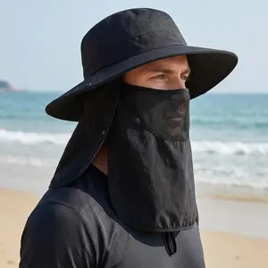 Outdoor Sun Hat for Men Women UPF 50+ Fishing UV Hat with Neck Flap Face Cover for Sun Protection