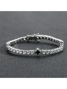 European and American INS-style four-leaf clover diamond-encrusted tennis chain bracelet, exquisite high-end fashionable flower accessory