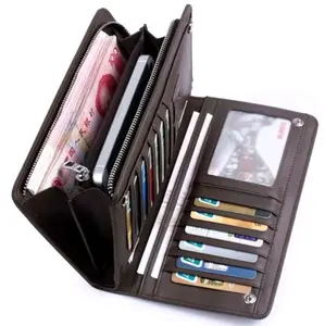 Men's Bifold Leather Coin Multi Card Holder Purse Long Wallet Clutch Billfold