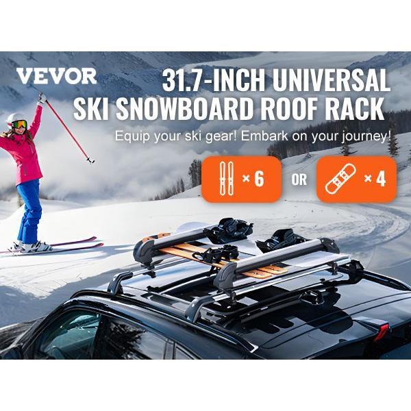 VEVOR Ski Snowboard Roof Rack 31.7" Universal Ski Rack for Car Roof with Lock VEVOR Ski Snowboard Roof Rack 31.7" Universal Ski Rack for Car Roof with Lock