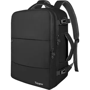 Travel Laptop Backpack 35L for Men & Women, Carry-On Bag with USB Port and Shoe Compartment – Black