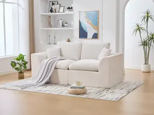Modular Sectional Cloud Sofa, 2-Seater Modern Comfy  with Removable Cushion Covers, No-Assembly Indoor Living Room Furniture for Apartments boneless