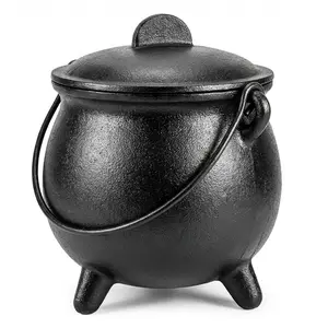 8" cast iron cauldron w/ lid