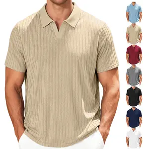 European & American Style Men's T-Shirt - New Summer Arrival: Casual, Breathable Men's Striped Short-Sleeve Shirt/Top featuring Towel Jacquard Fabric and Polo Collar (Men's Apparel)