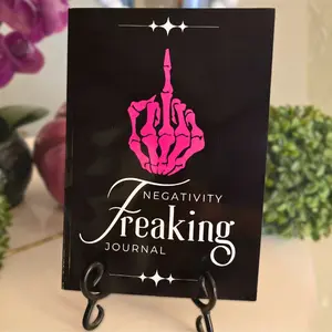 The Negativity Freaking Journal Vent That Crap and Move On Clean Language Venting Journal for Women Overthinkers Glossy Black Soft Cover 30 day journal.