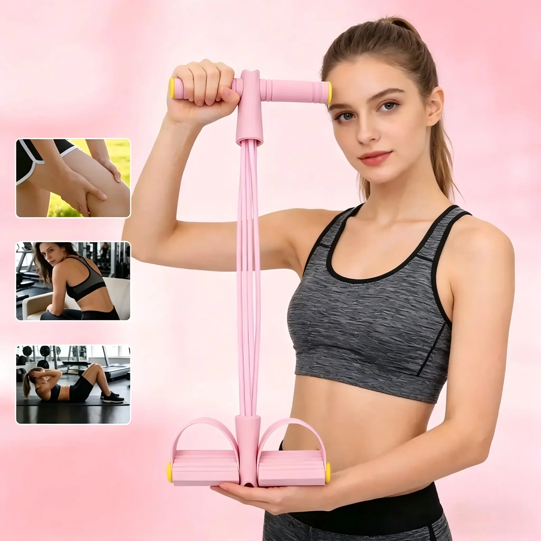 Adjustable Natural Latex Pedal Resistance Band, Eco-Friendly Beginner-Friendly Gym-Style Multi-Exercise Strength Training Tool for Home Gym Arm & Waist Resistance Band Workouts, Strength Training Band, Resistance Band Workout