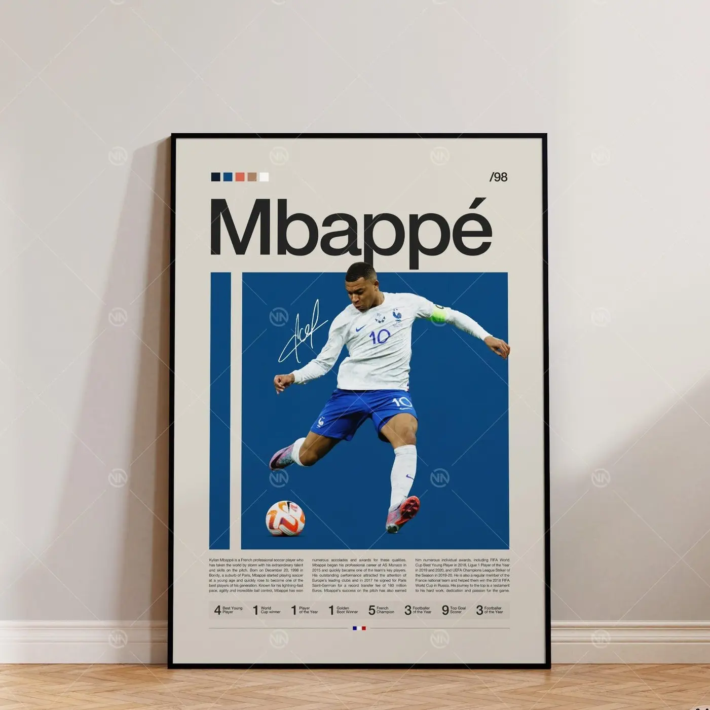 Kylian Mbappé Poster Print UNFRAMED, French Footballer, Soccer Gifts, Sports Poster, Football Player Poster, Soccer Wall Art, Sports Bedroom Posters