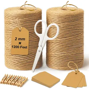 5 Pack  Twine String Suit: Jute Twine for Crafts Gardening  Wrapping  Decor Knitting - 2mm 1200  Jute Rope Twisted from 3 Ply - Suitable for Handicraft and Gardening Enthusiasts