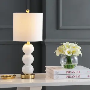 JONATHAN Y February Glass/Metal LED Table Lamp , for bedroom, living room, foyer, hallways, dining room, dorms