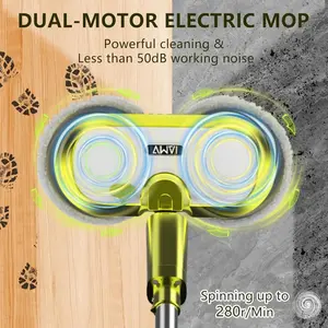 Cordless Electric Mop, Electric Spin Mop with LED Headlight and Water Spray, Up to 60 mins Powerful Floor Cleaner