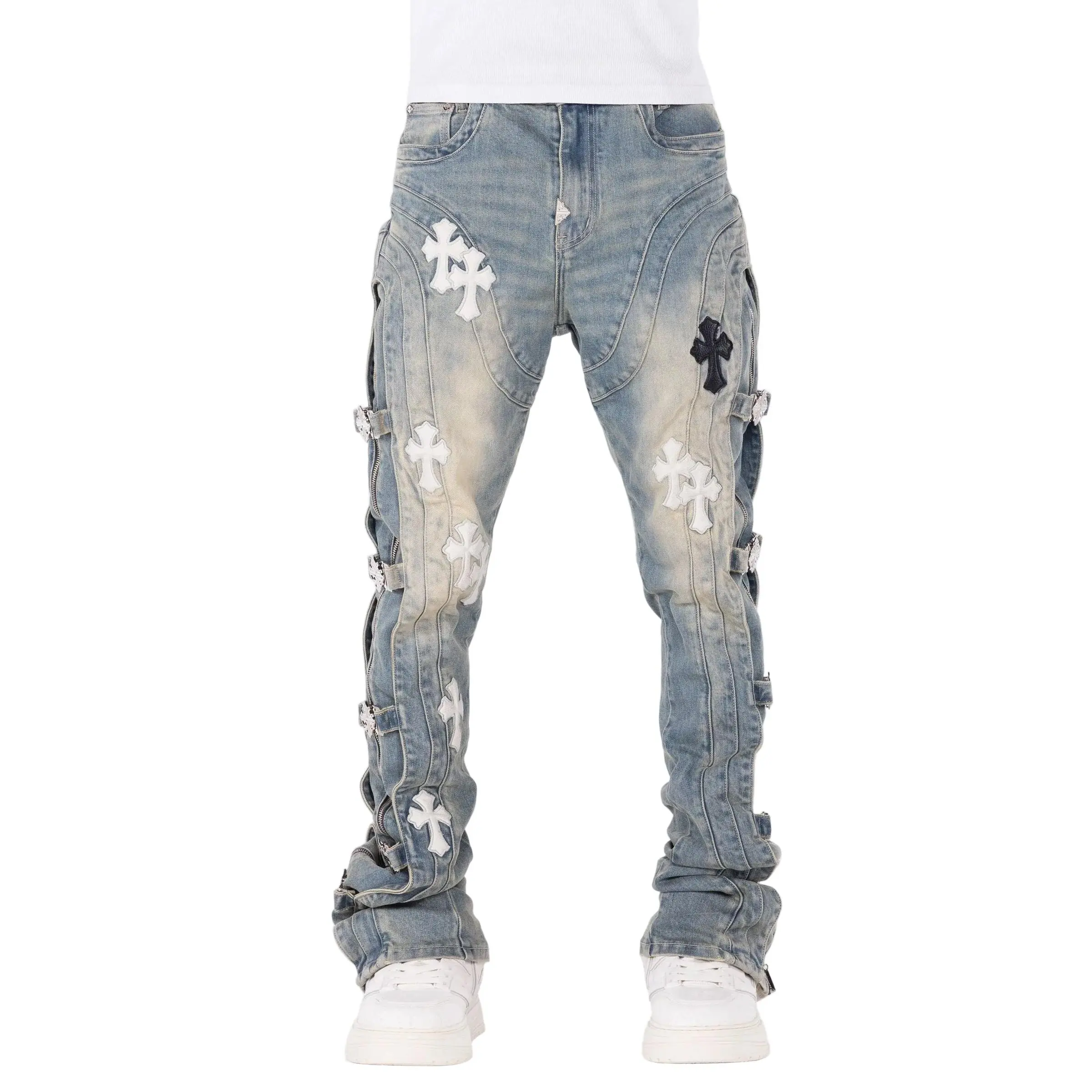GUAPI VINTAGE BLUE CROSS BUCKLE DENIM