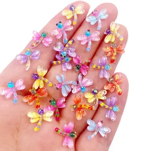 50pcs Resin Glitter Mini Colorful Crystal Dragonfly Art Nail Flatback Rhinestone Buttons Applique DIY Wedding Scrapbook Crafts Decoration Scrapbooking