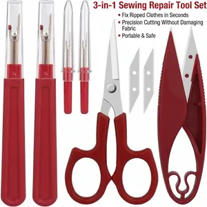 Portable Sewing Repair Kit with Sharp Embroidery Scissors, Seam Ripper & Thread Cutter, Compact DIY Sewing Tool Set for Clothing Repairs, Quilting, Needlework, Crafting & Travel Use