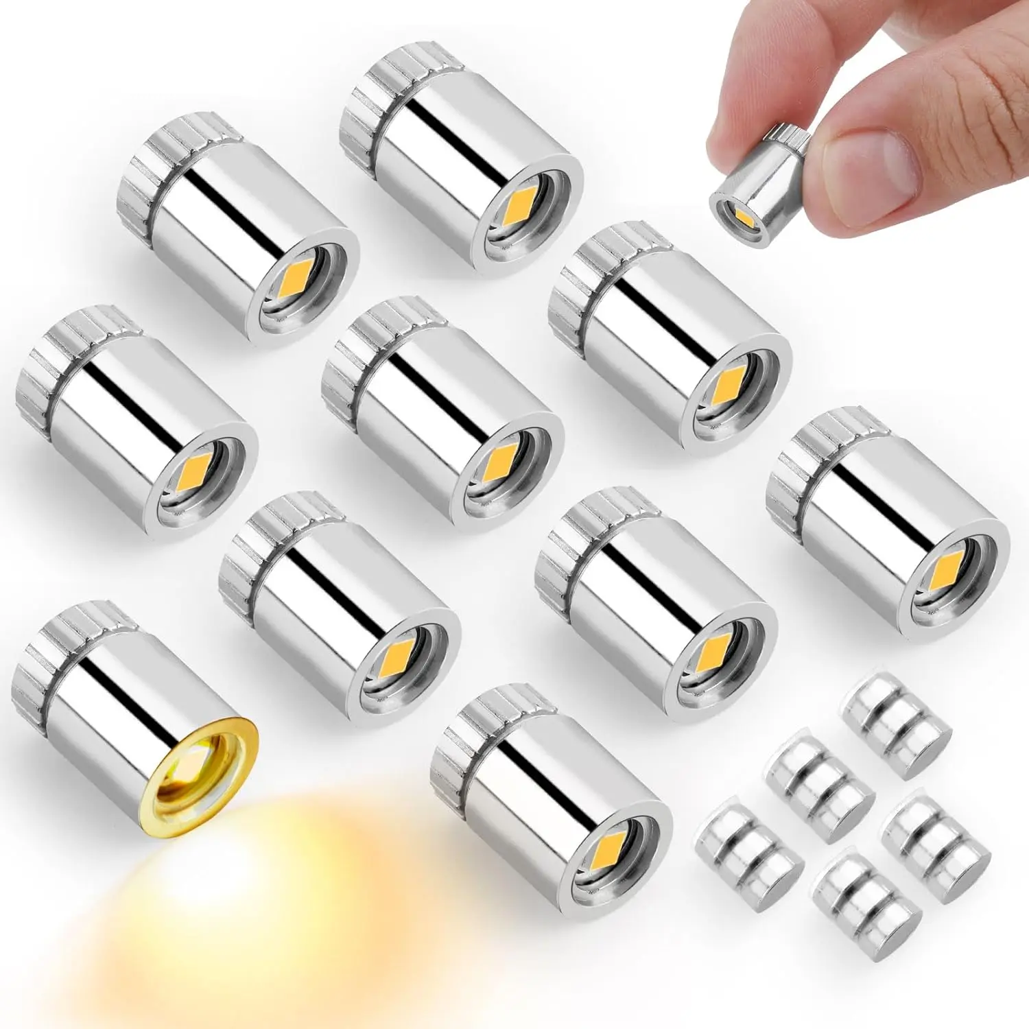 10pcs Miniature Led Lights Tiny Small Battery Powered Led Mini Spot Lights for Paper Lantern Party Decoration Micro Crafts Models Dollhouse Accessories Warm White Light