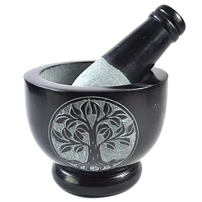 4" Tree of Life Soapstone Mortar and Pestle Set 4" Tree of Life Soapstone Mortar and Pestle Set