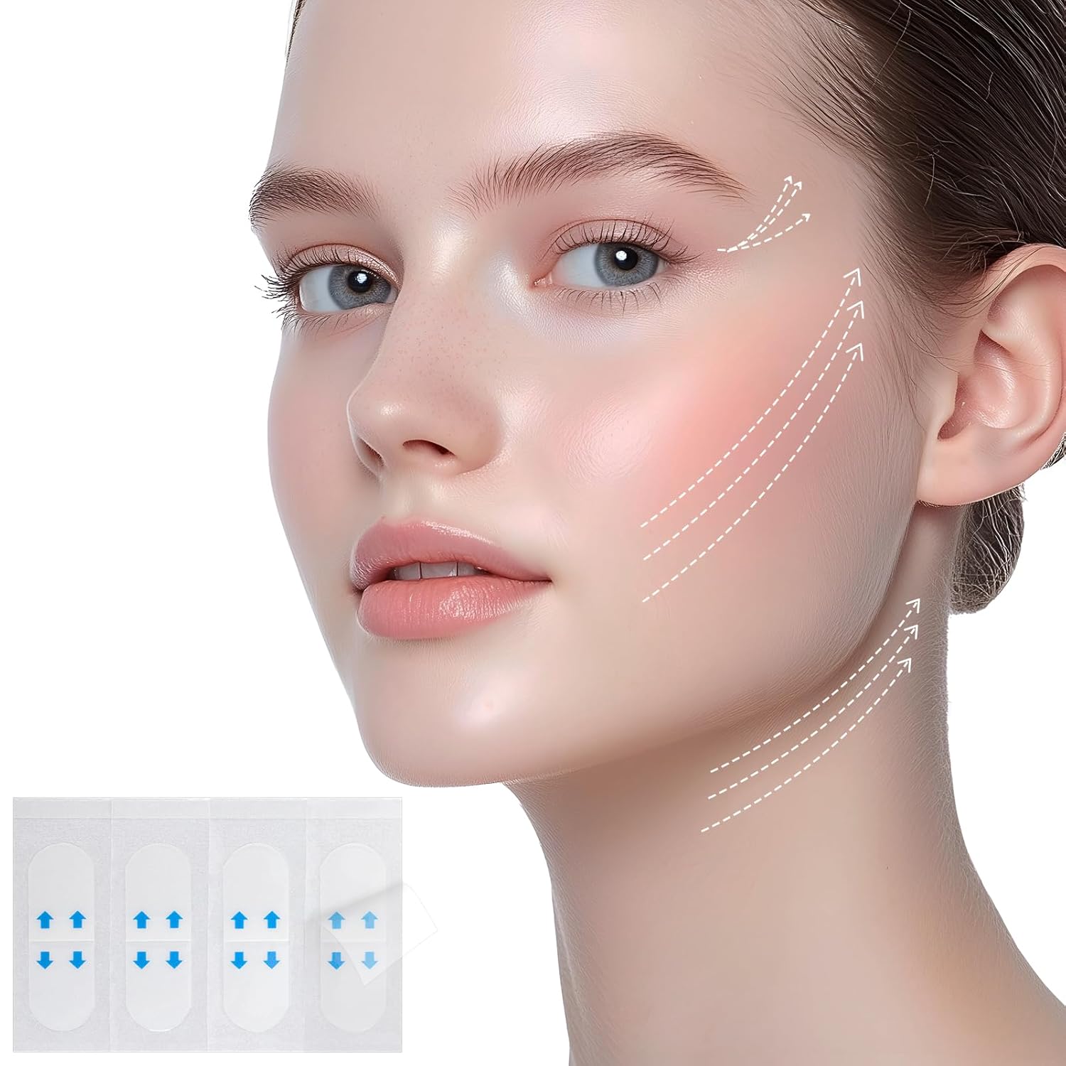 140Pc Invisible Skin Lifting Tape, Clear Neck Strips Instant Adhesive Tightening for Lifting Loose Sagging Skin, Jowls, Eyes Wrinkles, Waterproof Reusable