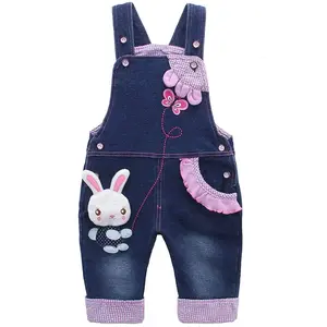 Baby Toddler Girl Denim Overalls 3D Bunny Cute Soft Cotton 6M-4T Daily Casual Wear Baby Girl Clothes Baby Clothing