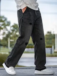 Men's Loose Distressed Jeans, Y2K Vintage Style Ripped Loose Fit Jeans, Four-Season Casual Style, Suitable for Daily Wear and Street Fashion, Ideal Gift for Boyfriend or Husband