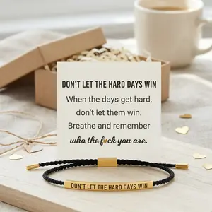 Inspire Bracelet-DONT LET THE HARD DAYS WIN,Self Worth Motivation Bracelet，Braided Rope Handmade Engraved Bracelet Stainless Steel，To My Daughter Inspirational Jewelry Gifts for Women Best Friend,Adjustable Up to 10" men