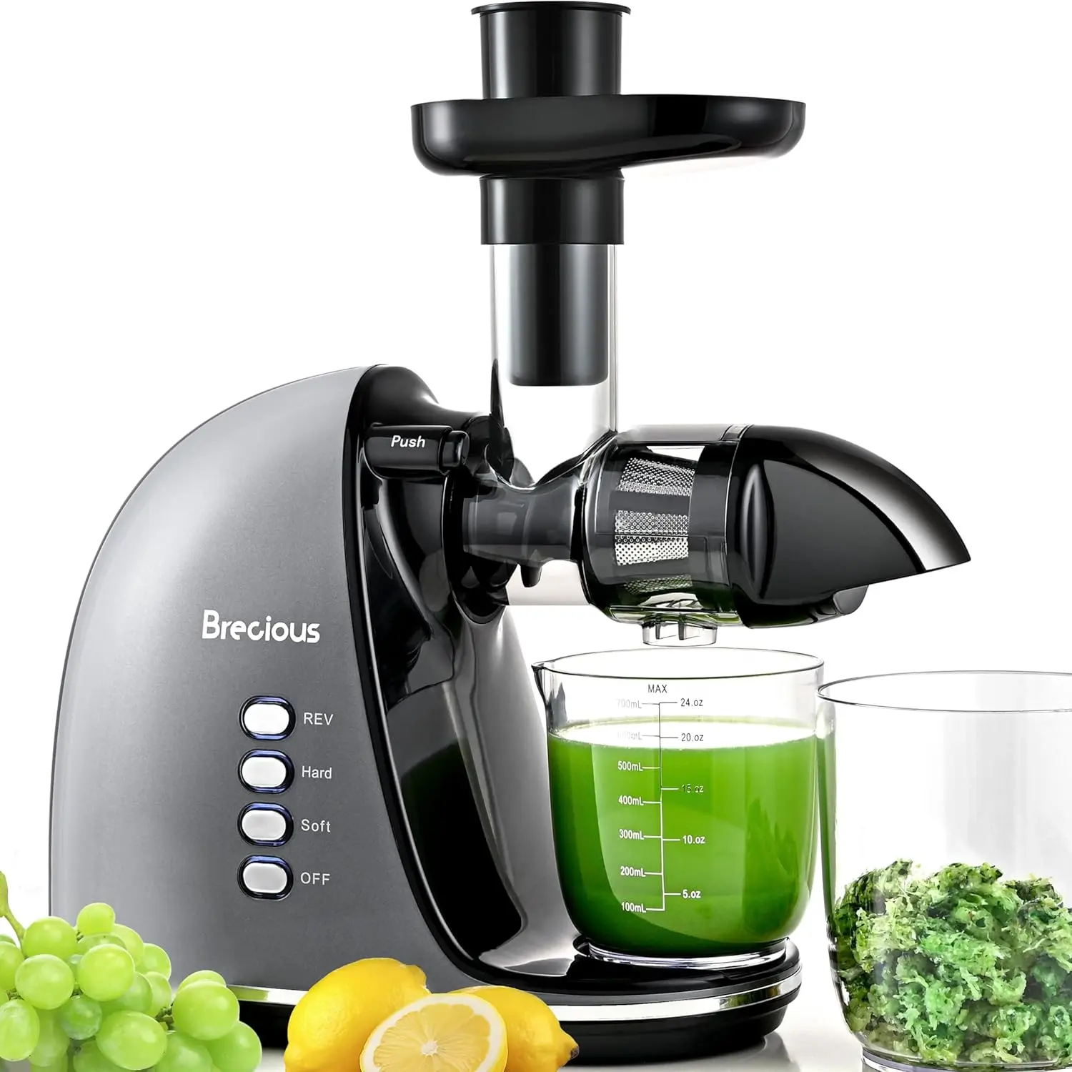 Slow Masticating Juicer,Cold Press Juicers with 2 Speed Modes & Quiet Motor,Juicers Machines Vegetable and Fruit with Reverse Function,Celery Juicer,BPA-Free,Easy to Clean (Silver)