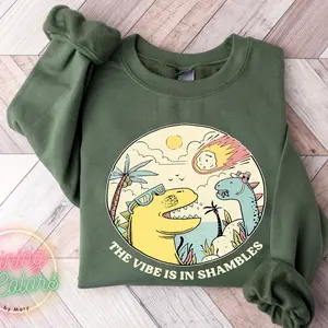 The Vibes Are In Shambles Sweatshirt,  Vintage Sweatshirt, Mental Health Sweatshirt, Dinosaur Sweatshirt