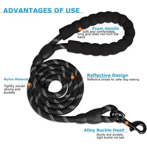 Short Dog Leash with Padded Handle, Reflective Traffic Control Leash, Pet Leash for Large and Medium Dogs, No Battery Needed