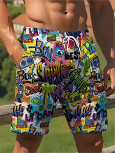 Men's Quick-Dry Cricket Shorts - Lightweight Polyester Printed Swim Trunks, Regular Fit Surf and Pool Shorts - Quick-Dry Beach, Fitness, and Streetwear, Machine Washable Coastal Shorts, Bold Patterns, Comfortable Fit, Summer Apparel