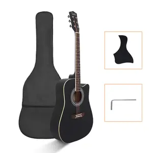 Professional GT502 Folk Guitar, 41-Inch Spruce Matte Notch, Burlywood Body, Includes Bag, Shield & Wrench, Black