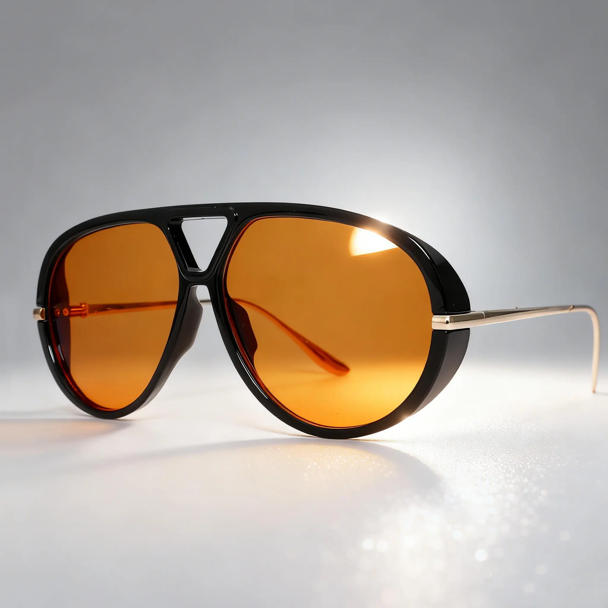 Retro Aviator Oversized Sunglasses with Metal Decorations, UV400 Protection ShadyVEU Oversized Retro Metal Amber Tint Lens Aviator Mens  main image 3