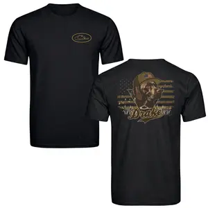 Drake Waterfowl Shirt, Patriotic Black Lab in Camo Hat American Flag Design, Soft Cotton Blend, Unisex Fit for Hunters & Dog Lovers, Perfect Gift for Duck Hunting Dad or Retriever Fan
