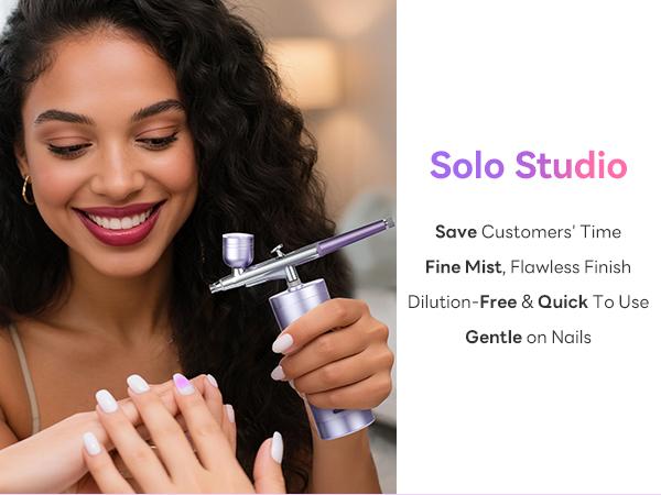 SAVILAND 7-in-1 Airbrush Nail Set: 6 Pink Gel Colors with Airbrush Machine, Cleaner, Stencils & Protection Tools, Complete Kit for Quick and Easy Nail Art