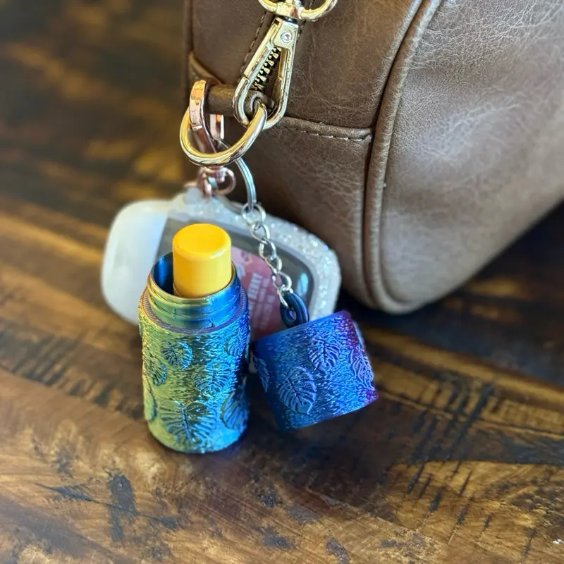 3D Printed Chapstick Holder Keychain, Lip Balm Holder, PLA, Secure Screw-Top Lid
