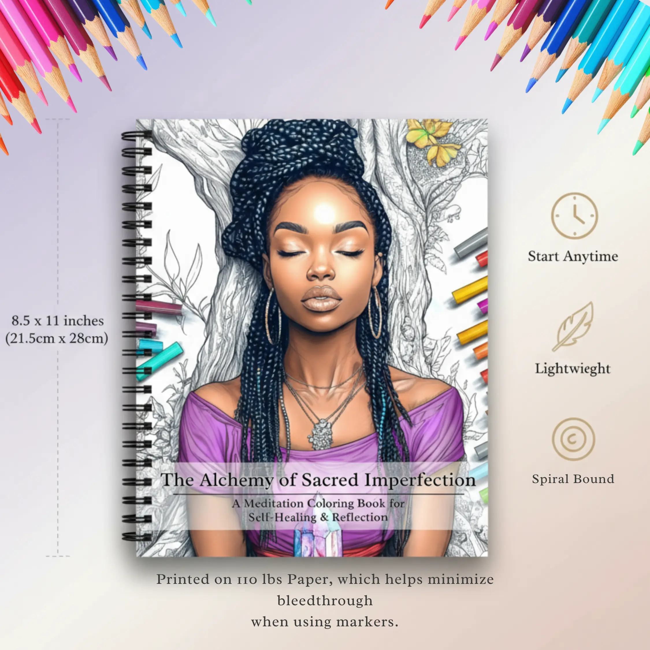 The Alchemy of Sacred Imperfection Meditation Coloring Book for Self-Healing & Reflection 25 Illustrations Adinkra Symbols Premium Paper Spiral Bound
