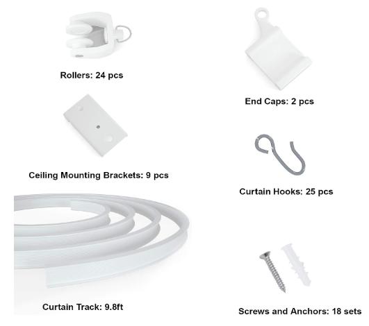 Flexible Curved Ceiling Track for Curtains, Room Divider Curtain Track System (9.8FT) Curtains are not included