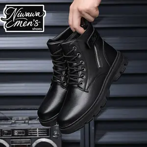 Retro-inspired high-top shoes and boots - stylish and comfortable, with lace-up design and faux side zippers for easy walking TikTok Black Friday Store