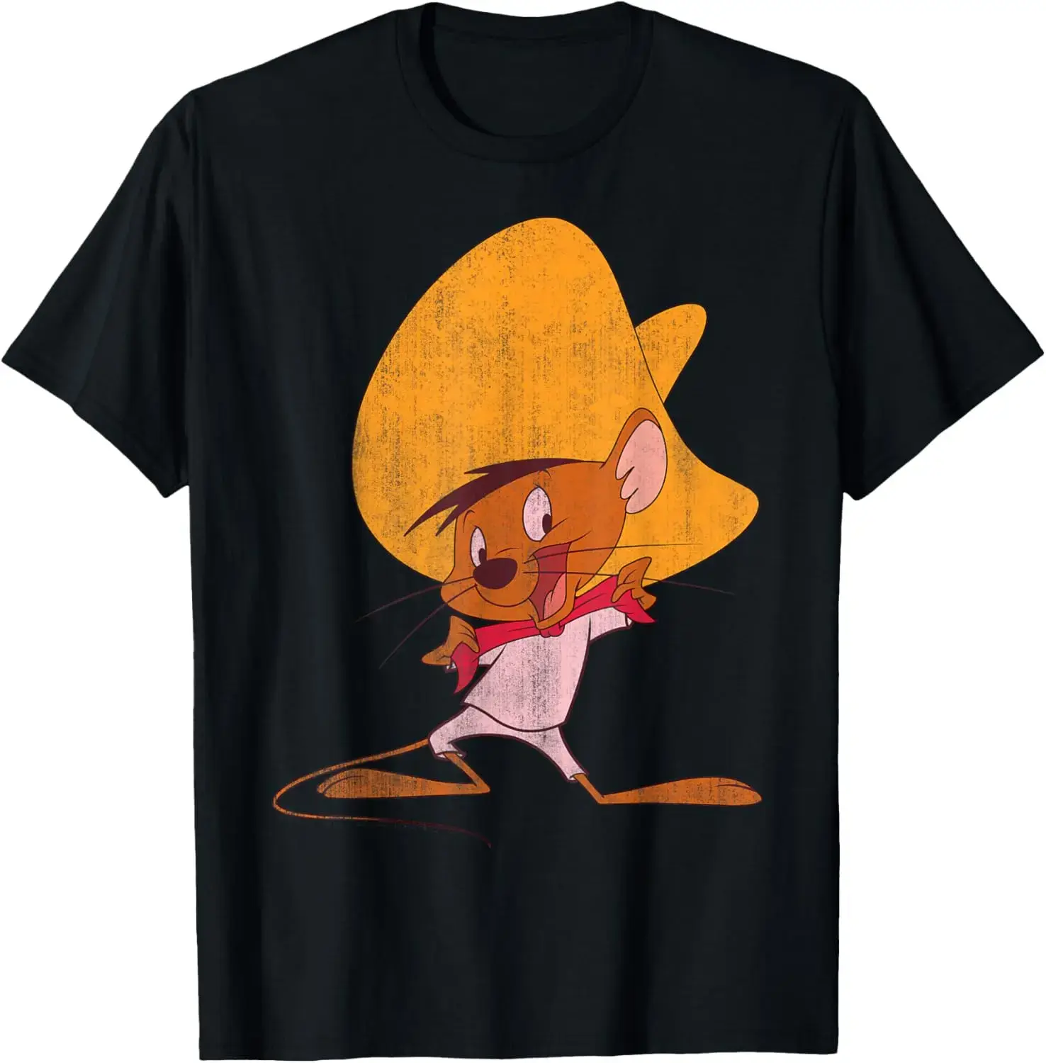 Menswear ABC Looney Tunes Speedy Gonzales Red Hue Portrait Natural Short-Sleeve Streetwear Fashion Casual Graphic T-Shirt Fabric Top