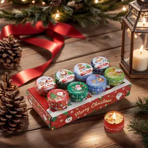 8 Piece Christmas Scented Candle Gift Box, Soy Wax Smokeless Dry Flower Candles, Holiday Celebration Set, Perfect Christmas Gifts