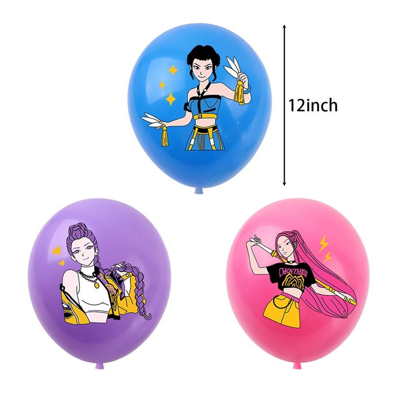 KPOP Demon Hunter Party Decoration Set, Movie-Themed Birthday Party Banner, Balloon Banner Backdrop, Cake Top Decoration, Christmas Gift