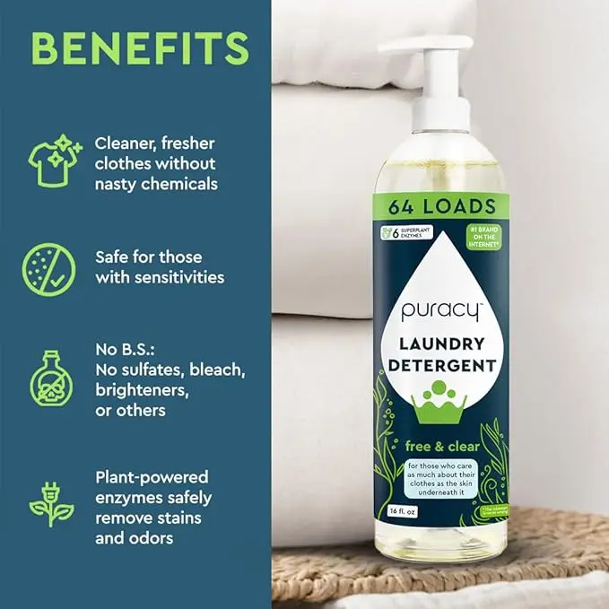 Puracy Liquid Laundry Detergent Concentrate, Natural-based and Ideal ...