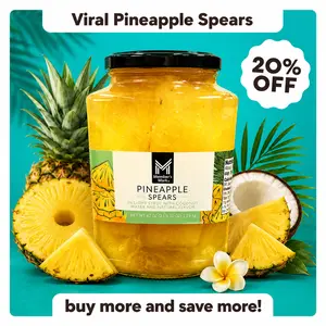 Viral Pineapple Spears in Light Syrup with Coconut Water 42oz Canned Tropical Snack