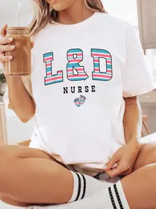 100% Cotton UnisexLabor and Delivery Nurse Graduation Hospital Blanket Stripe T-Shirt Short Sleeve T-Shirt Women's Men's Graphic Tee Causal Tops