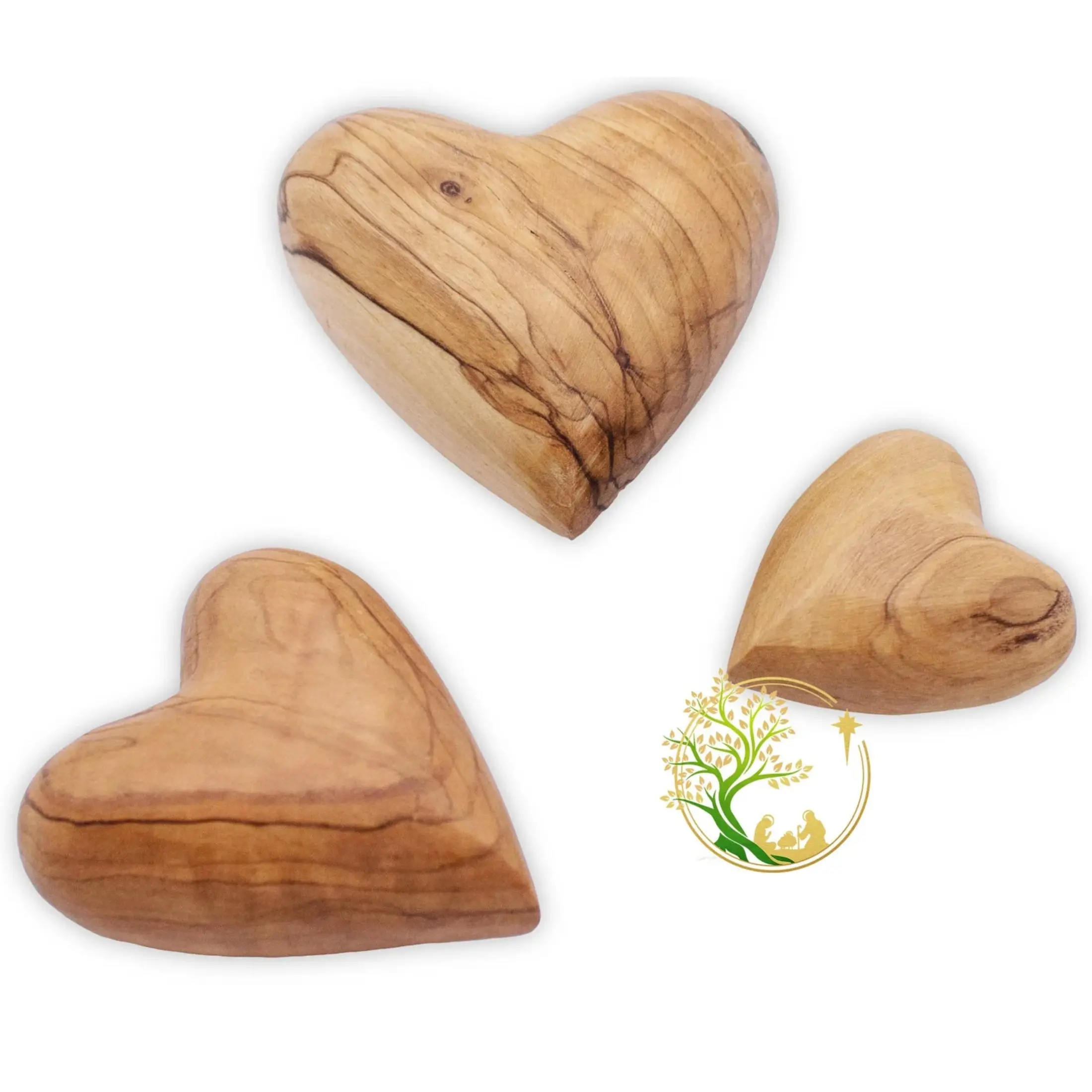 Hand-carved wooden Heart | Olive Wood Heart | Customized 3D heart for Anniversary, Wedding, valentine Gifts Woody